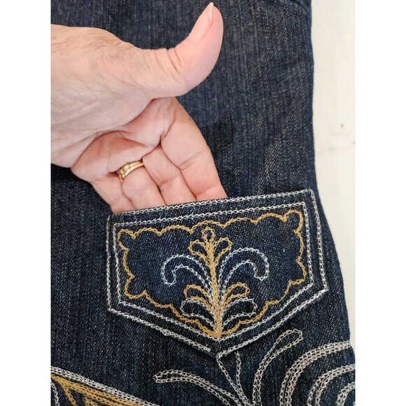 Coldwater Creek Denim Vest Large Embroidered Boho Southwest Festival Art to Wear - Picture 8 of 12